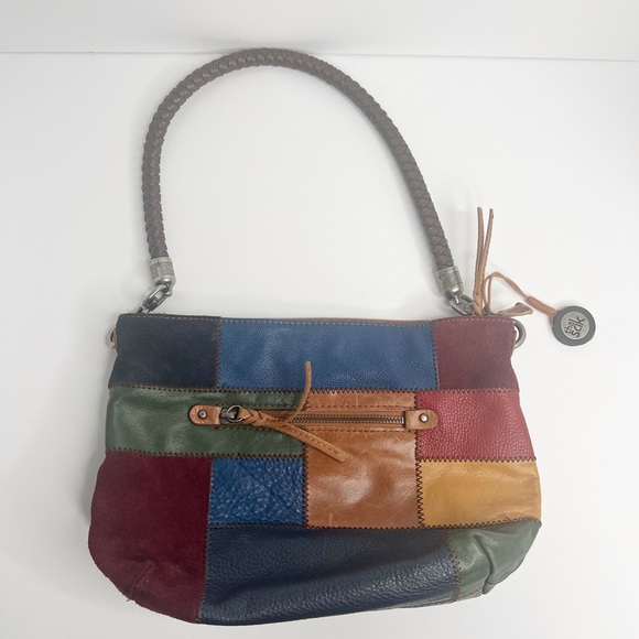 THE SAK Patchwork Multicolor Leather/Suede Hobo Shoulder Bag With Braided Strap - Picture 9 of 14